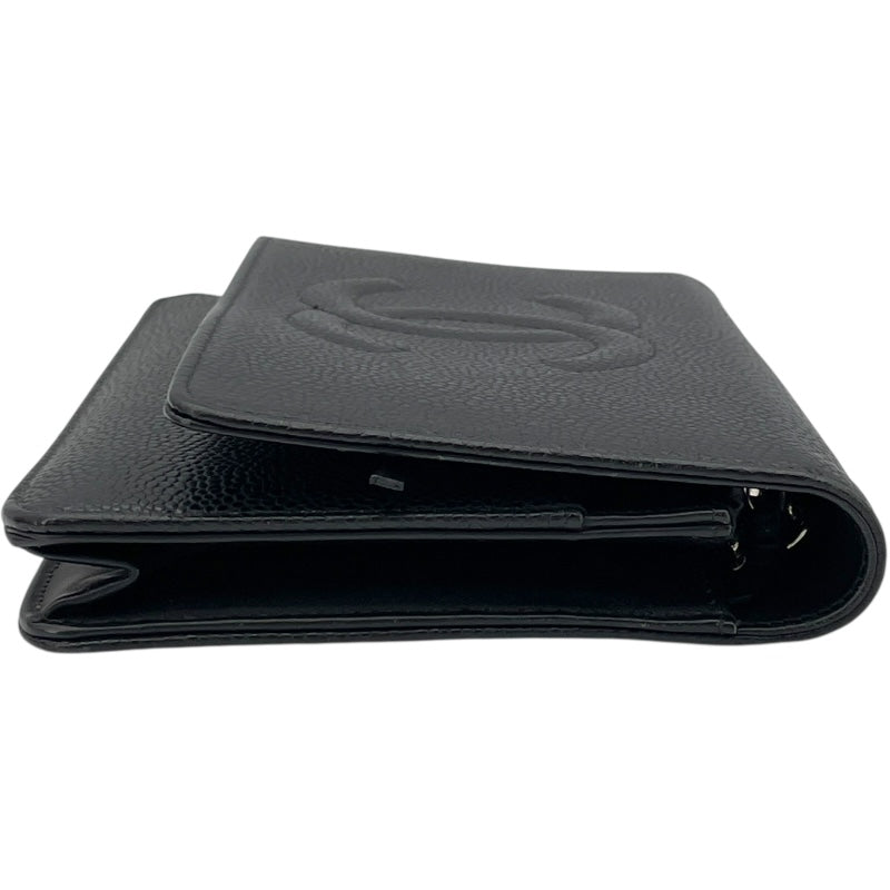 シャネル CHANEL ココマークチェーンウォレット A48654 19番台 ブラック SV金具 キャビア レディース ウォレットチェーン