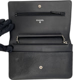 シャネル CHANEL ココマークチェーンウォレット A48654 19番台 ブラック SV金具 キャビア レディース ウォレットチェーン