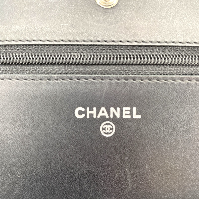シャネル CHANEL ココマークチェーンウォレット A48654 19番台 ブラック SV金具 キャビア レディース ウォレットチェーン