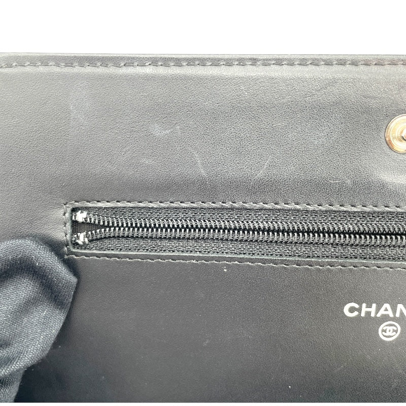 シャネル CHANEL ココマークチェーンウォレット A48654 19番台 ブラック SV金具 キャビア レディース ウォレットチェーン