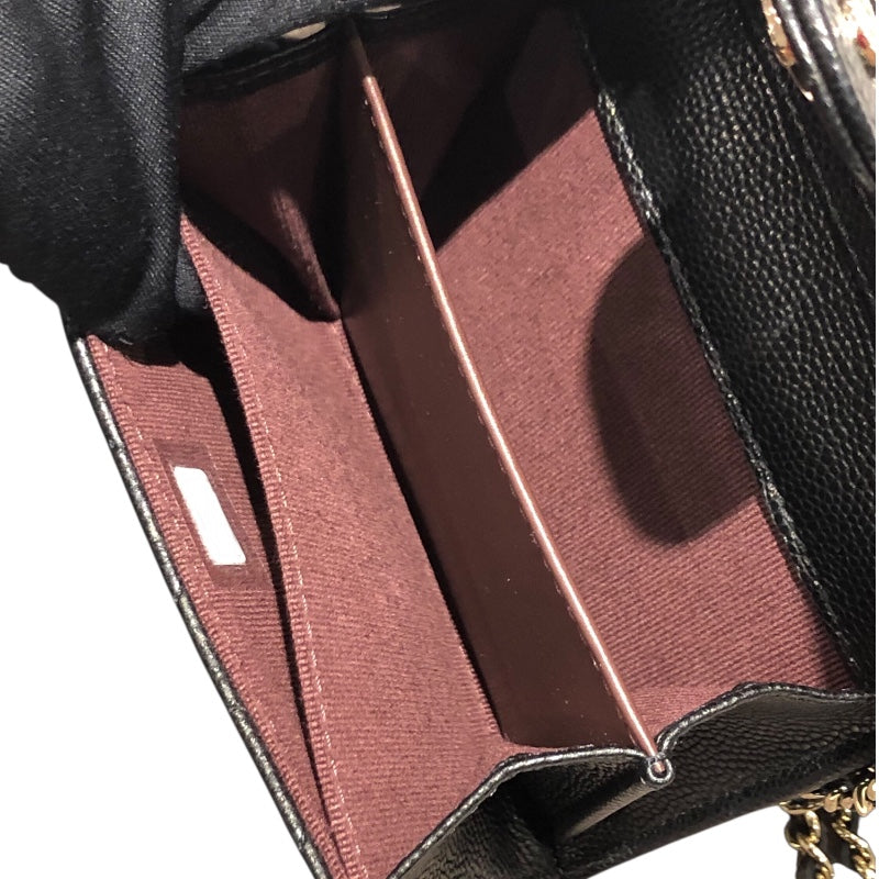 シャネル CHANEL マトラッセチェーンコインパース AP0238 ブラック/ゴールド金具 キャビアスキン レディース コインケース