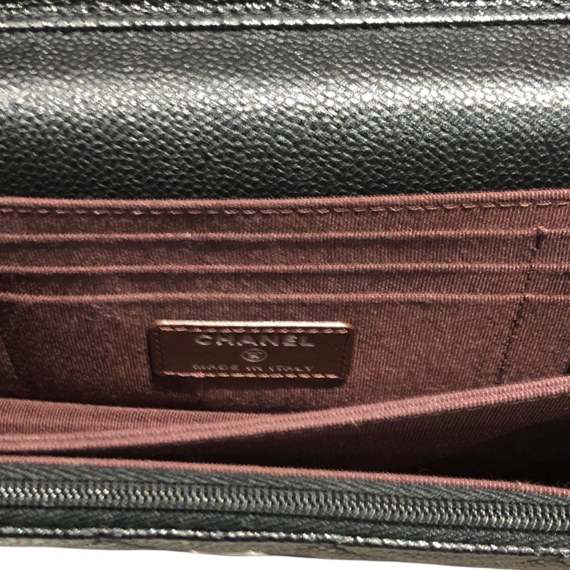 シャネル CHANEL マトラッセミニチェーンウォレット AP1649 ブラック/シルバー金具 キャビアスキン レディース 二つ折り財布
