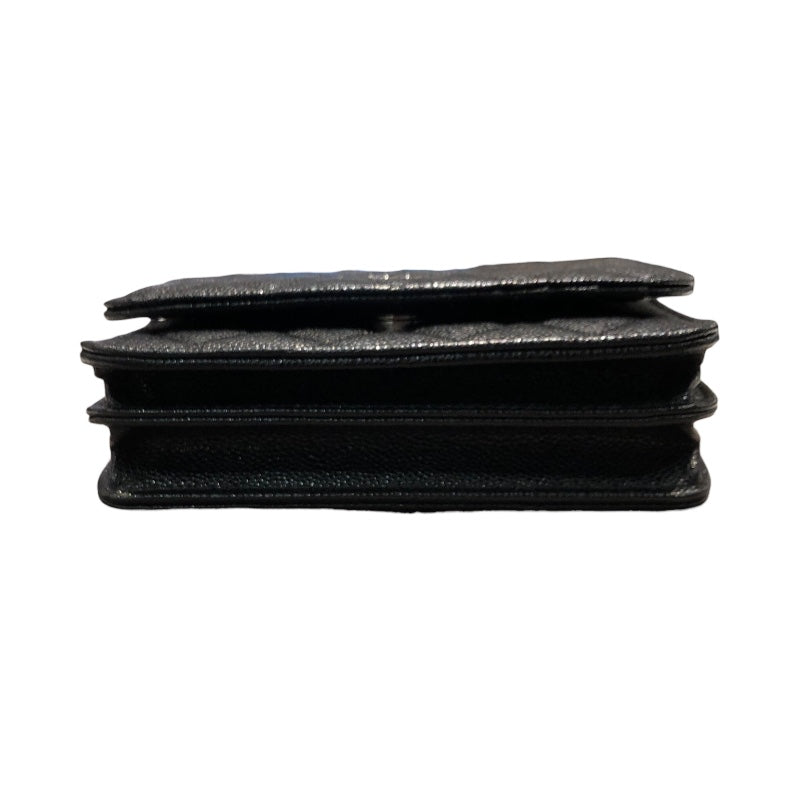 シャネル CHANEL マトラッセミニチェーンウォレット AP1649 ブラック/シルバー金具 キャビアスキン レディース 二つ折り財布