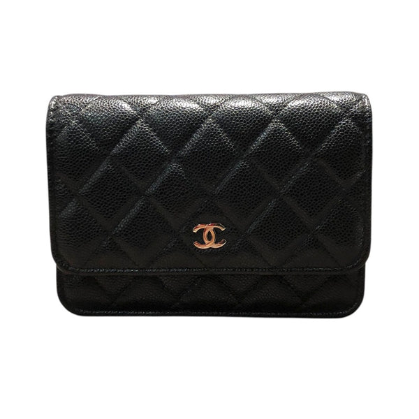 シャネル CHANEL マトラッセミニチェーンウォレット AP1649 ブラック/シルバー金具 キャビアスキン レディース 二つ折り財布