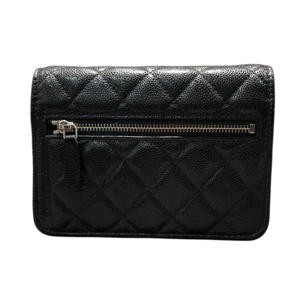 シャネル CHANEL マトラッセミニチェーンウォレット AP1649 ブラック/シルバー金具 キャビアスキン レディース 二つ折り財布