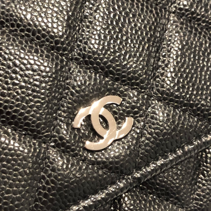 シャネル CHANEL マトラッセミニチェーンウォレット AP1649 ブラック/シルバー金具 キャビアスキン レディース 二つ折り財布