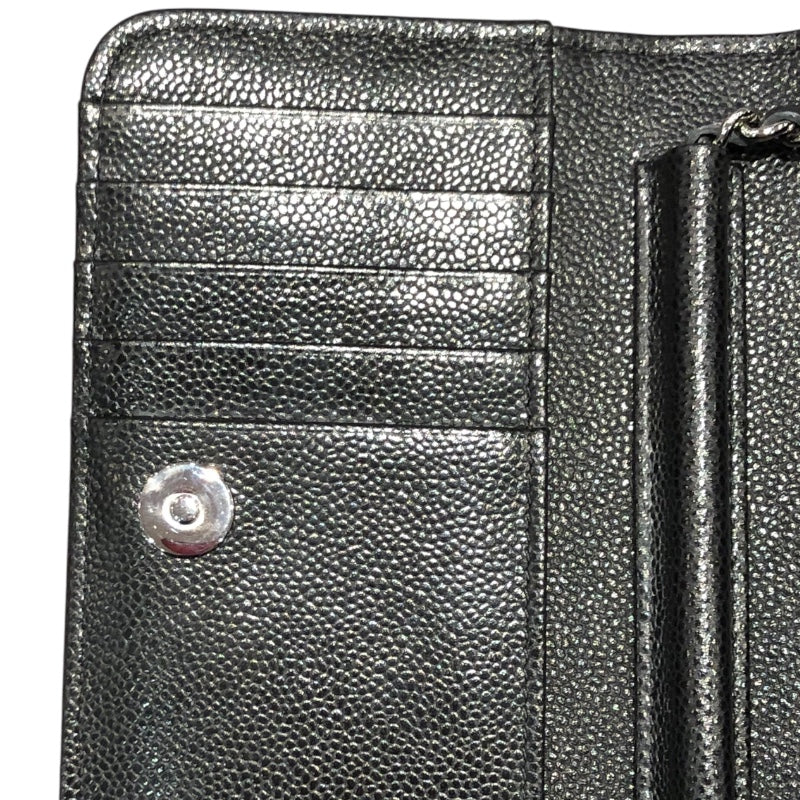 シャネル CHANEL マトラッセミニチェーンウォレット AP1649 ブラック/シルバー金具 キャビアスキン レディース 二つ折り財布