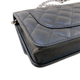シャネル CHANEL マトラッセ チェーンウォレット AP0250 ランダムシリアル ブラック シルバー金具 キャビアスキン レディース ショルダーバッグ