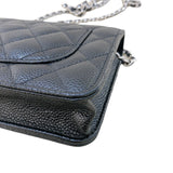 シャネル CHANEL マトラッセ チェーンウォレット AP0250 ランダムシリアル ブラック シルバー金具 キャビアスキン レディース ショルダーバッグ