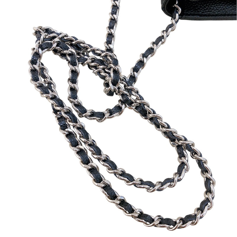 シャネル CHANEL マトラッセ チェーンウォレット AP0250 ランダムシリアル ブラック シルバー金具 キャビアスキン レディース ショルダーバッグ