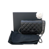シャネル CHANEL マトラッセ チェーンウォレット AP0250 ランダムシリアル ブラック シルバー金具 キャビアスキン レディース ショルダーバッグ
