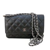 シャネル CHANEL マトラッセ チェーンウォレット AP0250 ランダムシリアル ブラック シルバー金具 キャビアスキン レディース ショルダーバッグ
