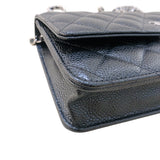 シャネル CHANEL マトラッセ チェーンウォレット AP0250 ランダムシリアル ブラック シルバー金具 キャビアスキン レディース ショルダーバッグ