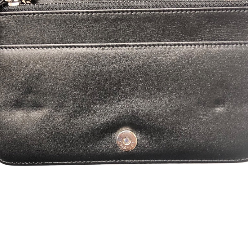 シャネル CHANEL ボーイシャネル Vステッチチェーンウォレット A80287 ブラック/シルバー金具 キャビアスキン レディース ウォレットチェーン