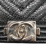 シャネル CHANEL ボーイシャネル Vステッチチェーンウォレット A80287 ブラック/シルバー金具 キャビアスキン レディース ウォレットチェーン