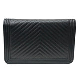 シャネル CHANEL ボーイシャネル Vステッチチェーンウォレット A80287 ブラック/シルバー金具 キャビアスキン レディース ウォレットチェーン