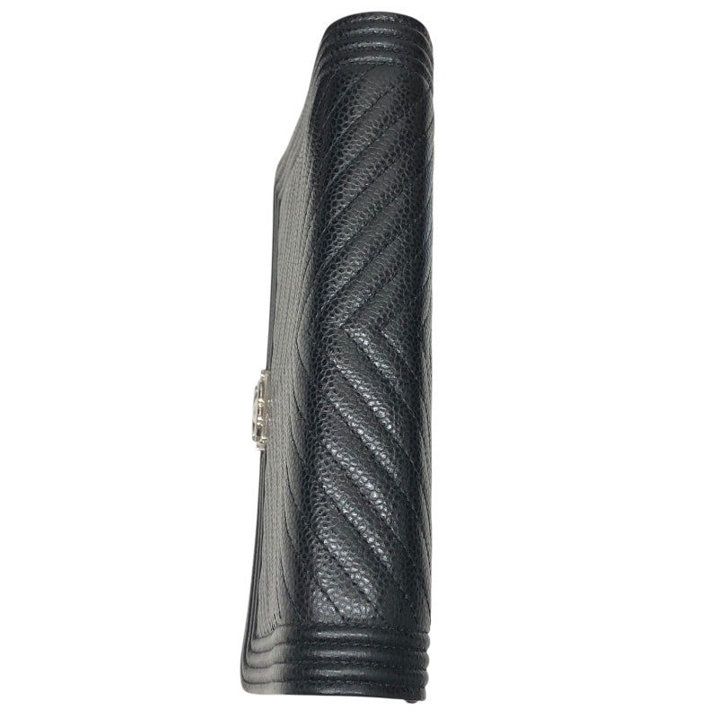 シャネル CHANEL ボーイシャネル Vステッチチェーンウォレット A80287 ブラック/シルバー金具 キャビアスキン レディース ウォレットチェーン