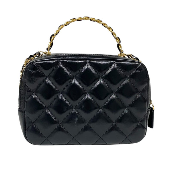 シャネル CHANEL マトラッセ トップハンドル チェーンバニティケース ブラック ゴールド金具 シャイニーカーフ レディース ショルダーバッグ