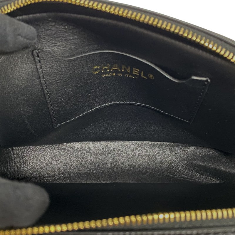 シャネル CHANEL マトラッセ トップハンドル チェーンバニティケース ブラック ゴールド金具 シャイニーカーフ レディース ショルダーバッグ