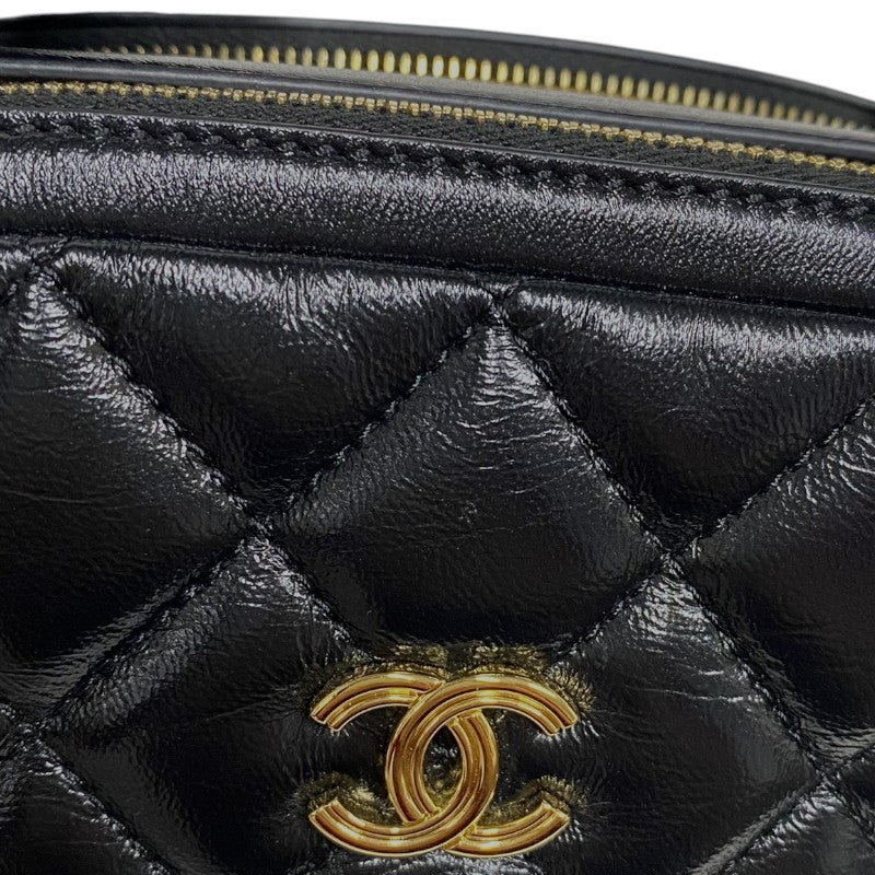 シャネル CHANEL マトラッセ トップハンドル チェーンバニティケース ブラック ゴールド金具 シャイニーカーフ レディース ショルダーバッグ