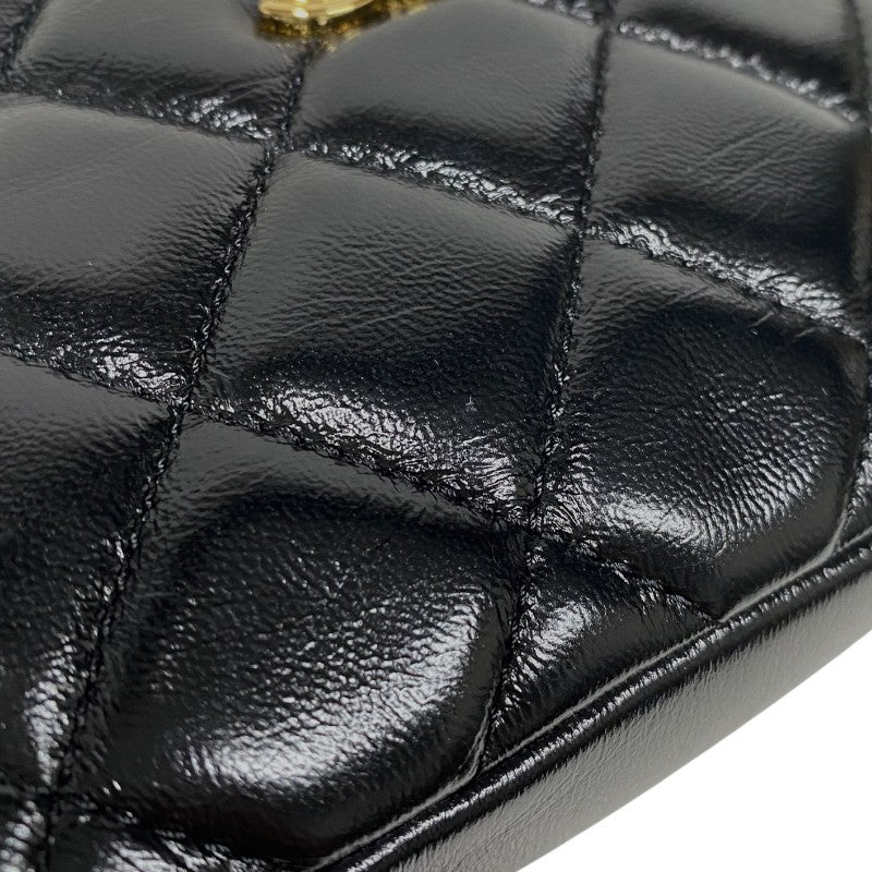 シャネル CHANEL マトラッセ トップハンドル チェーンバニティケース ブラック ゴールド金具 シャイニーカーフ レディース ショルダーバッグ
