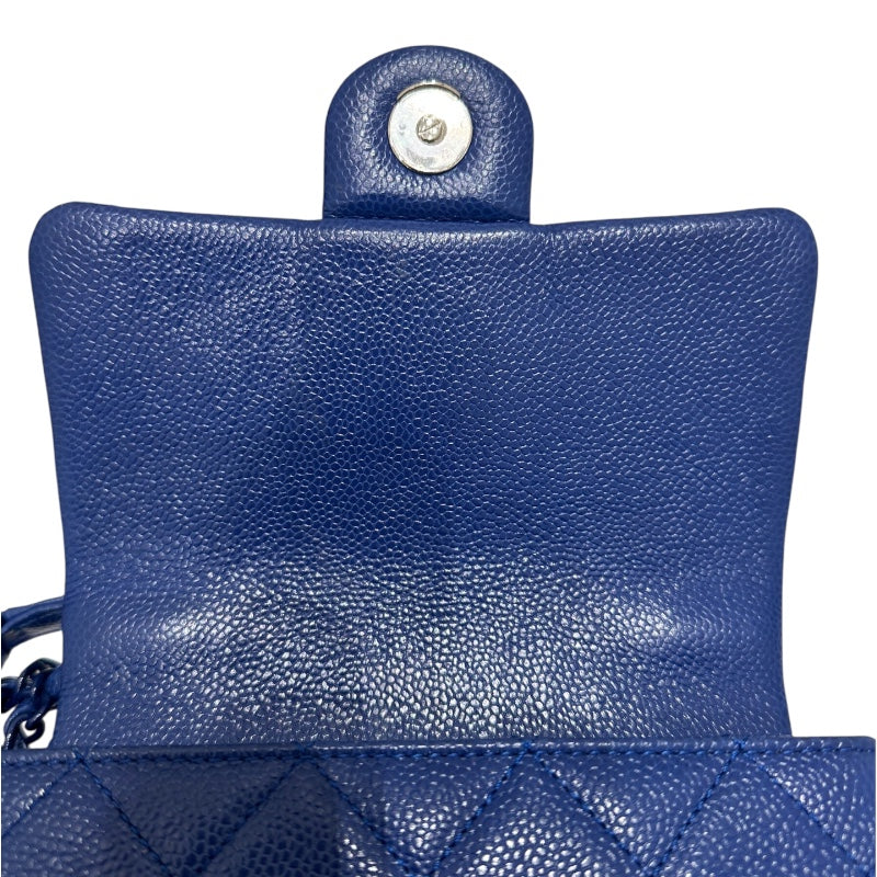 シャネル CHANEL マトラッセ　スモールフラップバッグ ブルー キャビアスキン レディース ショルダーバッグ