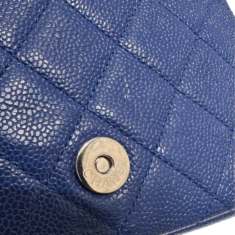 シャネル CHANEL マトラッセ　スモールフラップバッグ ブルー キャビアスキン レディース ショルダーバッグ
