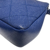 シャネル CHANEL マトラッセ　スモールフラップバッグ ブルー キャビアスキン レディース ショルダーバッグ