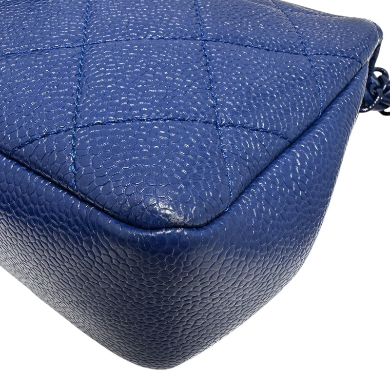 シャネル CHANEL マトラッセ　スモールフラップバッグ ブルー キャビアスキン レディース ショルダーバッグ