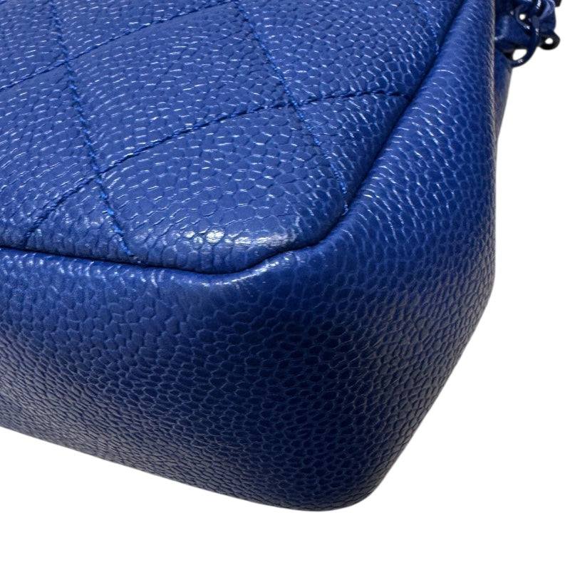 シャネル CHANEL マトラッセ　スモールフラップバッグ ブルー キャビアスキン レディース ショルダーバッグ