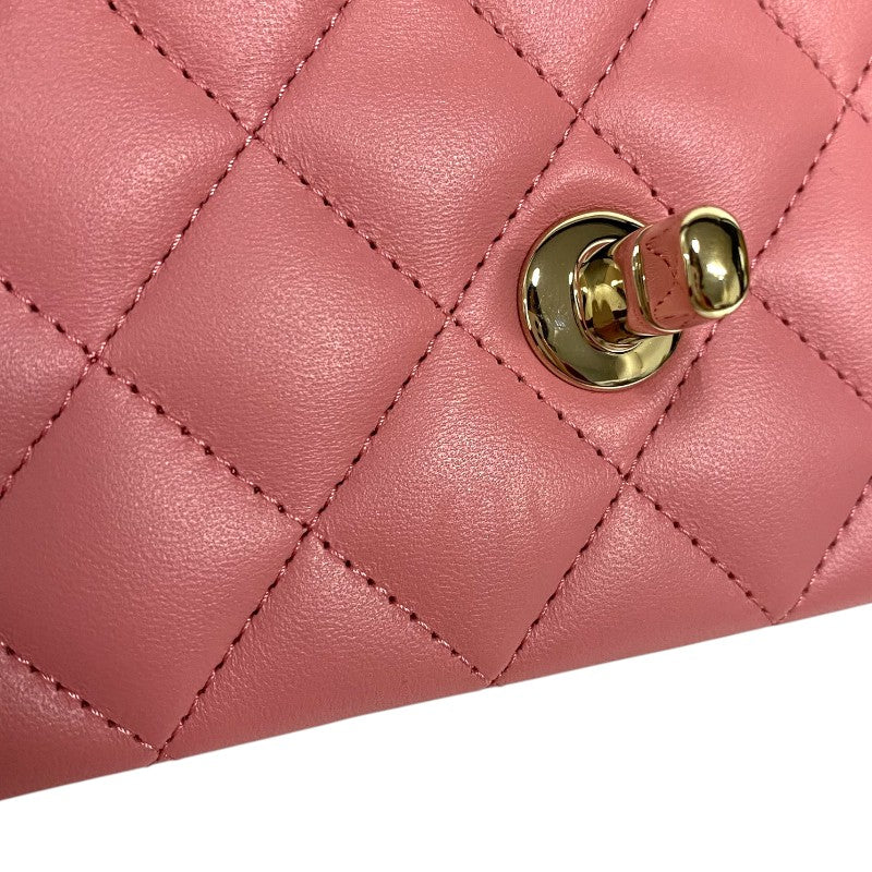 シャネル CHANEL マトラッセ トップハンドル フラップバッグ AS2431 ピンク ゴールド金具 ラムスキン レディース ハンドバッグ ショルダーバッグ