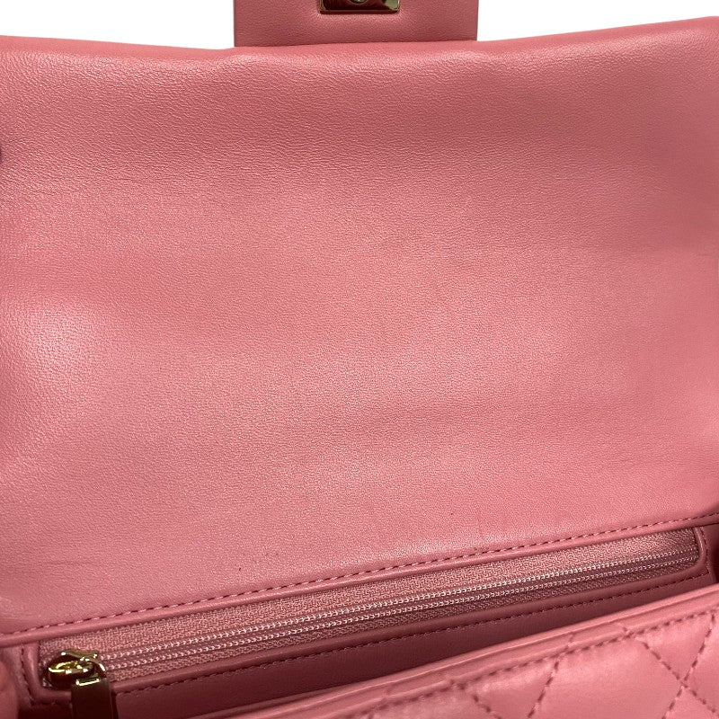 シャネル CHANEL マトラッセ トップハンドル フラップバッグ AS2431 ピンク ゴールド金具 ラムスキン レディース ハンドバッグ ショルダーバッグ