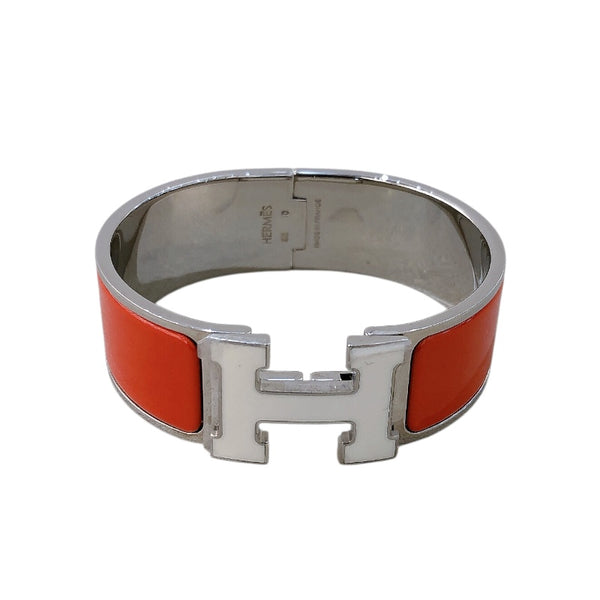 エルメス HERMES クリッククラックGM オレンジ　シルバー金具 メタル レディース ブレスレット