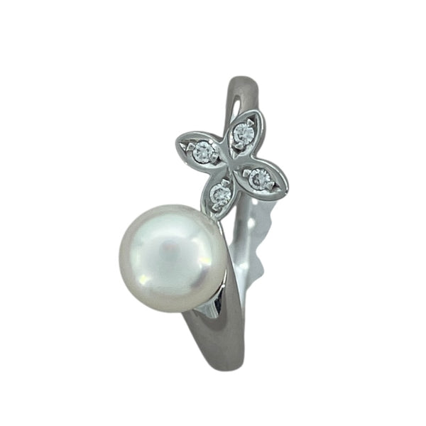 ミキモト MIKIMOTO パール ダイヤリング K18WG ダイヤモンド ジュエリー