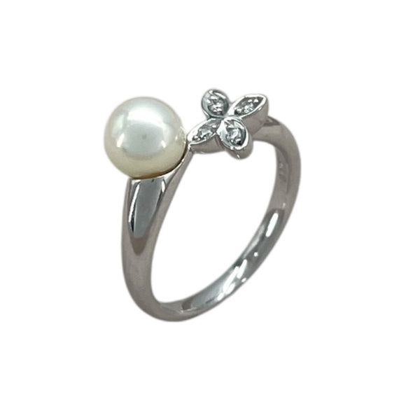 ミキモト MIKIMOTO パール ダイヤリング K18WG ダイヤモンド ジュエリー