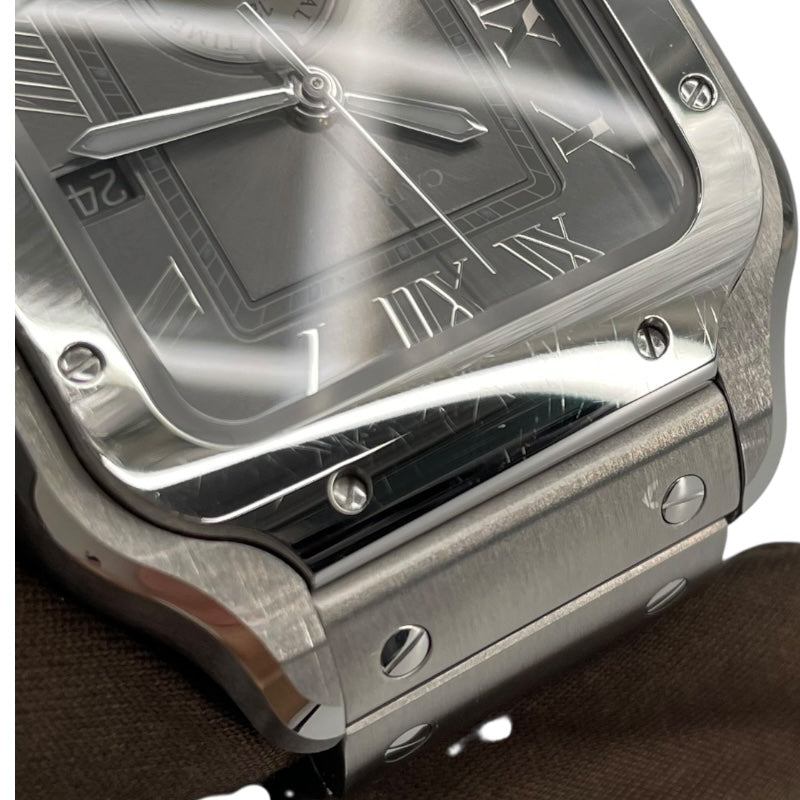 カルティエ Cartier サントス ドゥ カルティエ デュアルタイムゾーン WSSA0076 グレー SS 自動巻き メンズ 腕時計