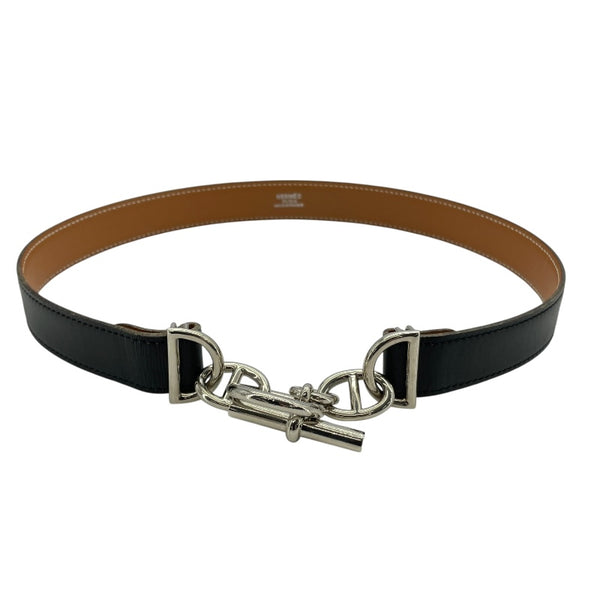 エルメス HERMES シェーヌダンクルベルト65 □A刻 ブラック SV金具 ボックス レディース ベルト