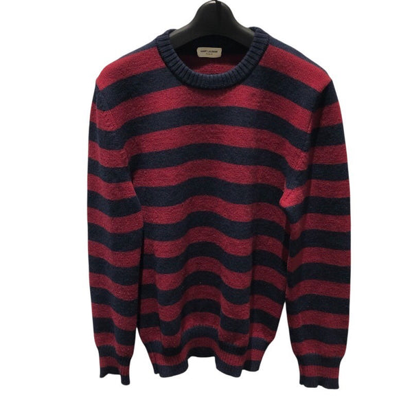 サンローラン SAINT LAURENT ボーダーニットセーター 338879 ボルドー×ネイビー ウール メンズ セーター