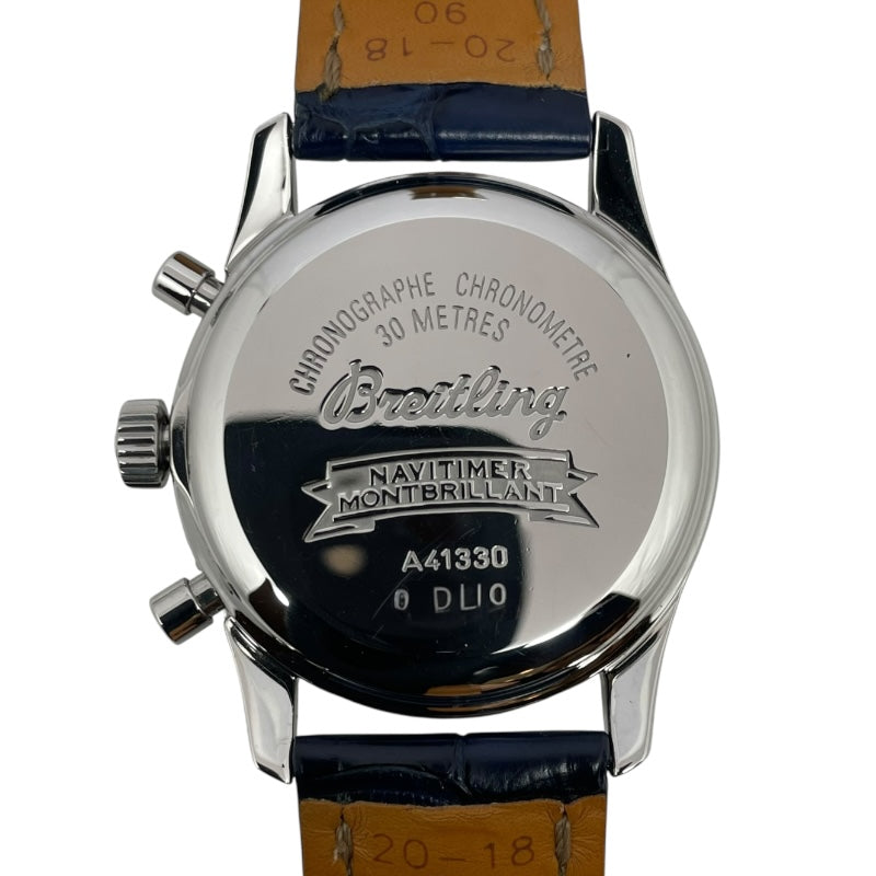 ブライトリング BREITLING ナビタイマー モンブリラン 38mm A41330 シルバー SS/革ベルト 自動巻き メンズ 腕時計