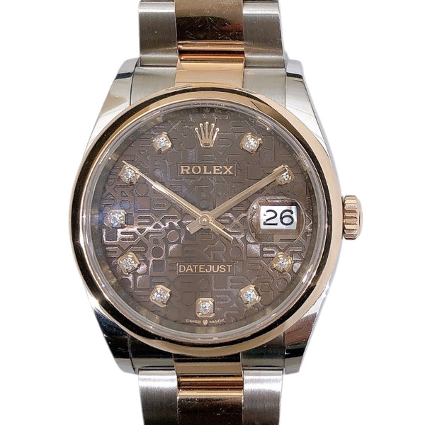 ロレックス ROLEX デイトジャスト36　ホリコン　チョコ 126201 ブラウン PG×SS 自動巻き ユニセックス 腕時計