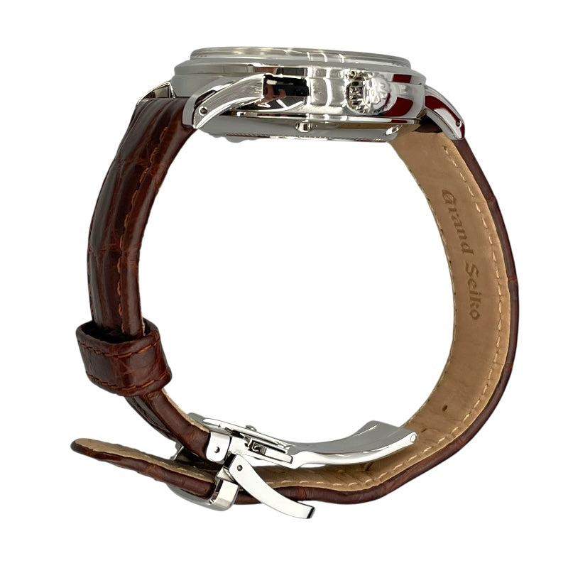 グランドセイコー Grand Seiko エレガンスコレクション GMT SBGM221 アイボリー SS/レザーストラップ 自動巻き メンズ 腕時計