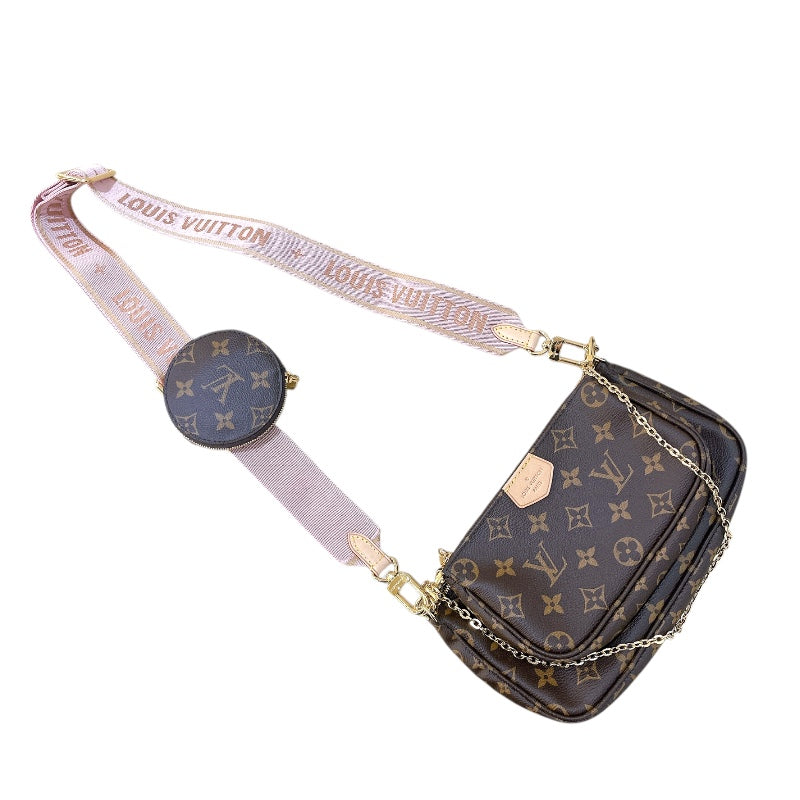 ルイ・ヴィトン LOUIS VUITTON ミュルティ・ポシェット・アクセソワール M44840 ブラウン　ピンク モノグラム レディース ショルダーバッグ