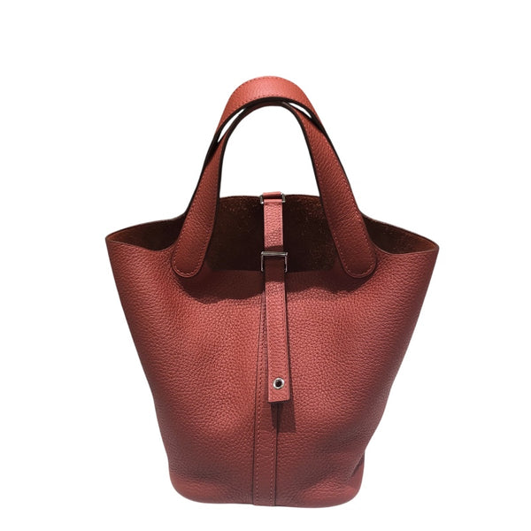 エルメス HERMES ピコタンロックPM Y刻 ブリック　シルバー金具 トリヨン レディース ハンドバッグ