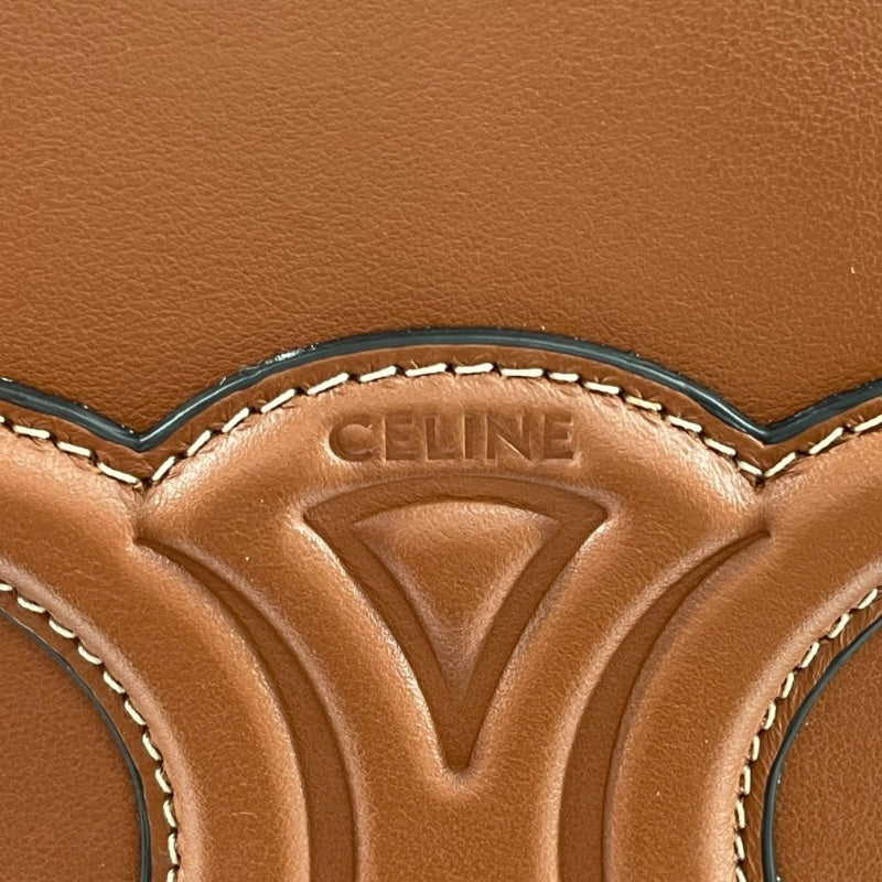 r3839 CELINE セリーヌ ショルダーバッグ レザー ブラウン セリーヌ CELINE キュイルトリオンフ BOX ショルダー ブラウン レザー