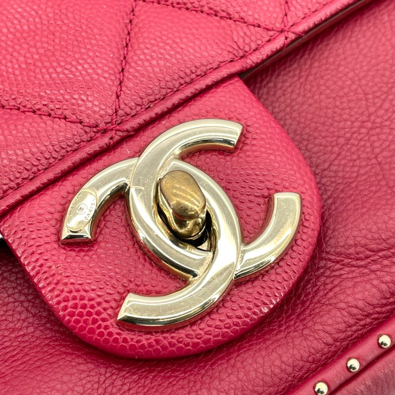 シャネル CHANEL マトラッセ 2WAY チェーンショルダー 24番台 レッド SV金具 キャビアスキン レディース ショルダーバッグ