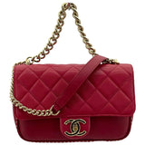 シャネル CHANEL マトラッセ 2WAY チェーンショルダー 24番台 レッド SV金具 キャビアスキン レディース ショルダーバッグ