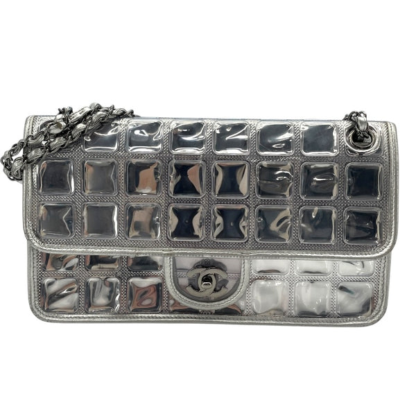 シャネル CHANEL アイスキューブ チェーンショルダー シルバー SV金具 ビニール レディース ショルダーバッグ