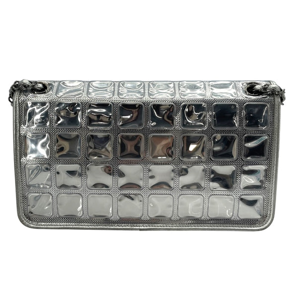 シャネル CHANEL アイスキューブ チェーンショルダー シルバー SV金具 ビニール レディース ショルダーバッグ