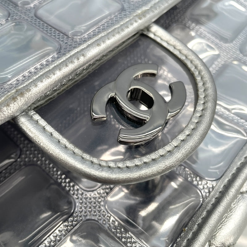 シャネル CHANEL アイスキューブ チェーンショルダー シルバー SV金具 ビニール レディース ショルダーバッグ