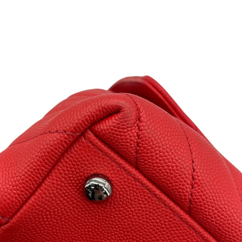 シャネル CHANEL ココハンドル29 Vステッチ A92991 28番台 レッド シルバー金具 キャビアスキン レディース ショルダーバッグ